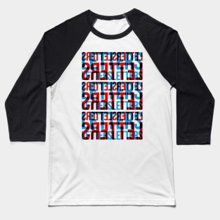 Letters Typography Stack (Cyan Red Black) Baseball T-Shirt